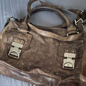 Juicy Couture Distressed Brown Leather Satchel